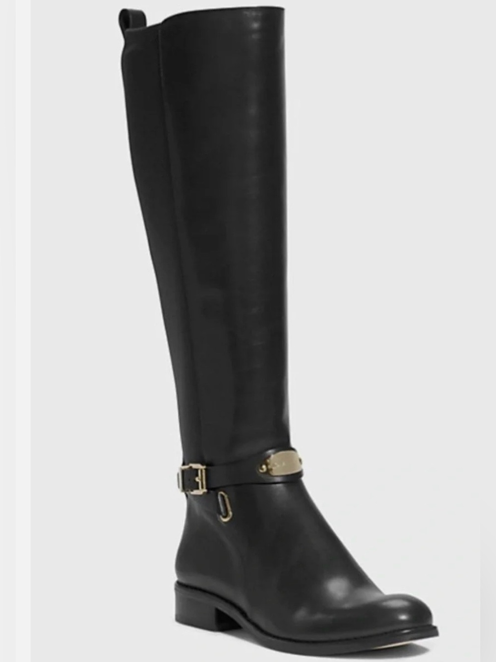 Michael Kors Arley Black Leather & Synthetic Knee-High Riding Boots